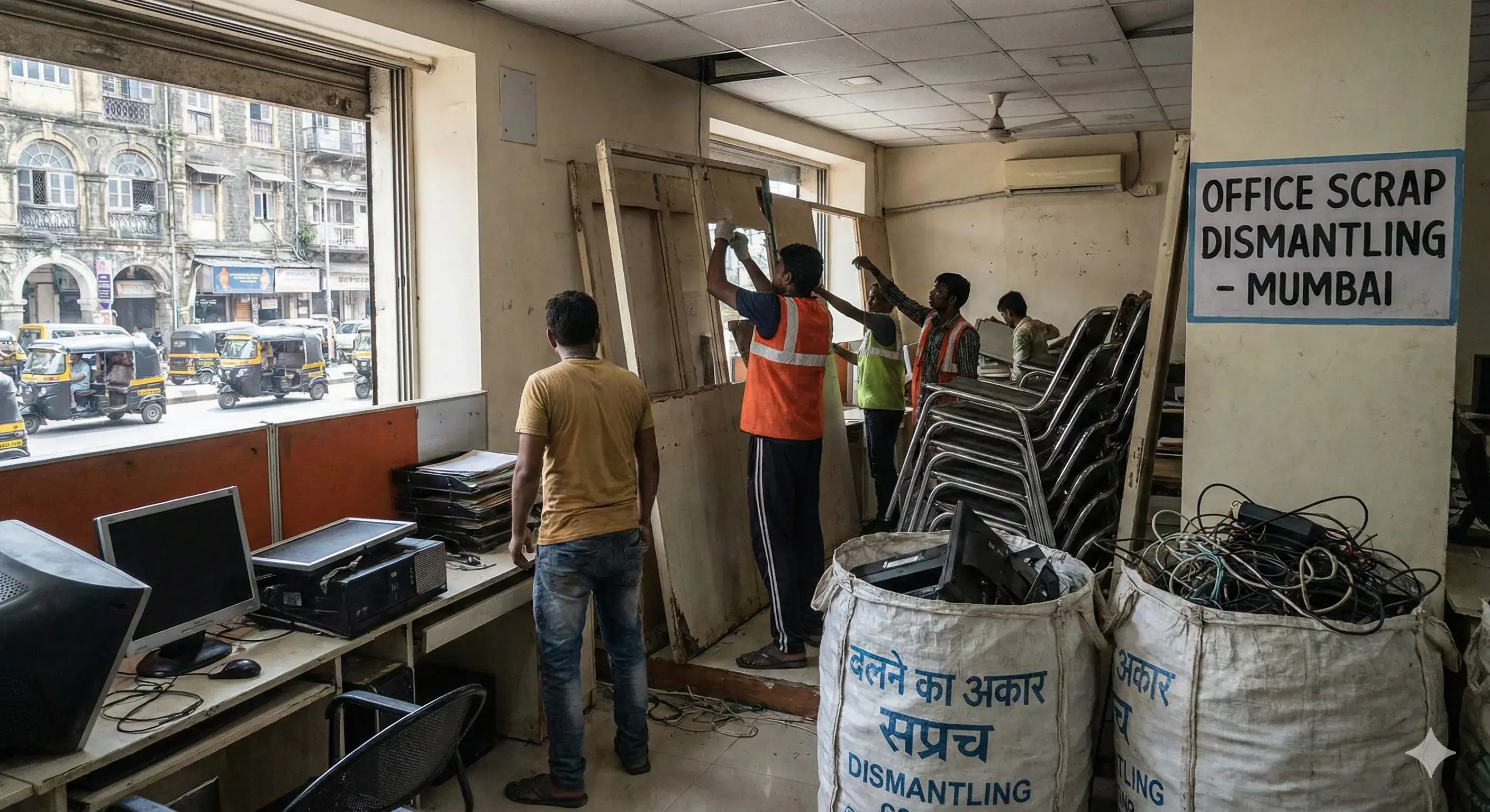 Office dismantling Mumbai, office scrap buyers Mumbai, corporate asset recovery, office renovation dismantling.